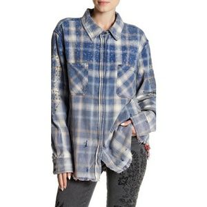 Deconstructed Embellished Flannel Jacket